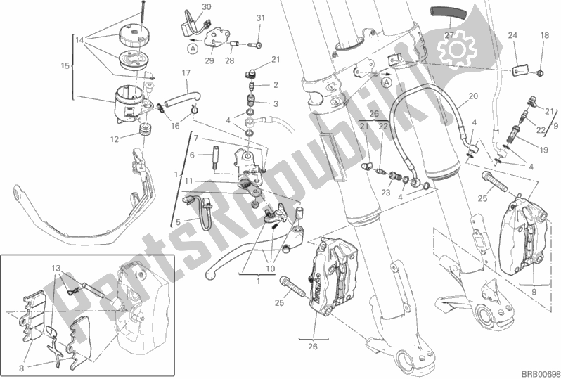 All parts for the Front Brake System of the Ducati Multistrada 950 S USA 2020